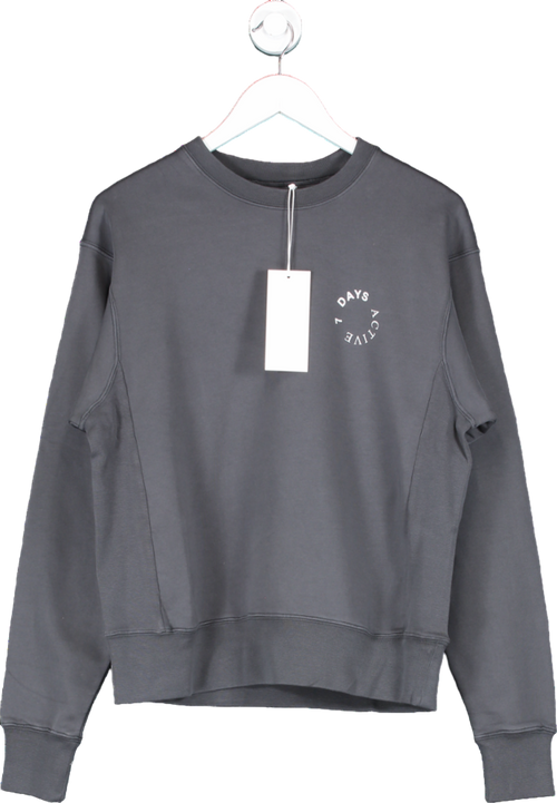 7 Days Active Luxury Grey Organic Cotton Soft  Crewneck Sweatshirt UK S
