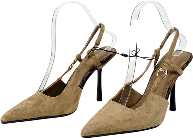 River Island Brown Beige Slingback Court Heels UK 4 EU 37