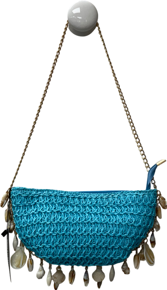 PrettyLittleThing Blue Turquoise Curved Shell Charm Shoulder Bag