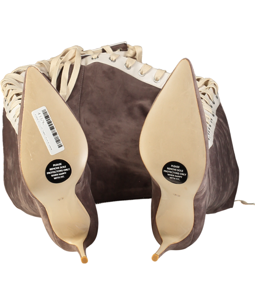 Mistress Rocks Brown Odyssey Suede Lace Up Tight Boot UK 6 EU 39 👠