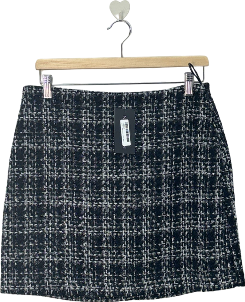 New Look Black/White Boucle Check Mini Skirt UK 12