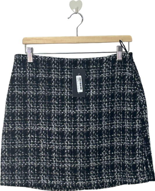 New Look Black/White Boucle Check Mini Skirt UK 12