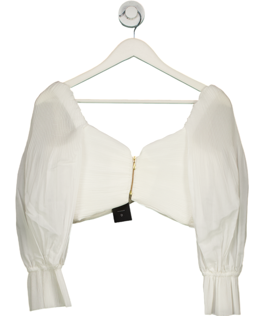 Zimmermann White Pleated Cropped Bodice Top UK XS