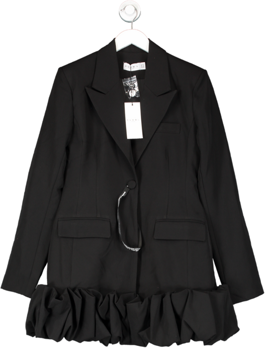 Club L Black Tailored Blazer Dress With Ruffled Hem UK 10