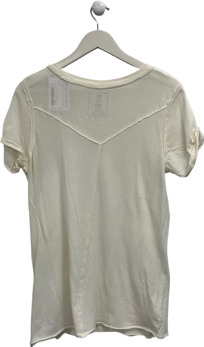 We The Free Cream Exposed Hem Longline Shortsleevetop UK XL