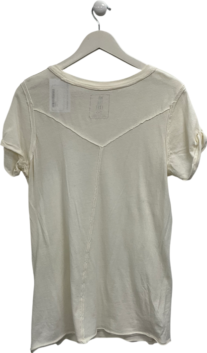 We The Free Cream Exposed Hem Longline Shortsleevetop UK XL