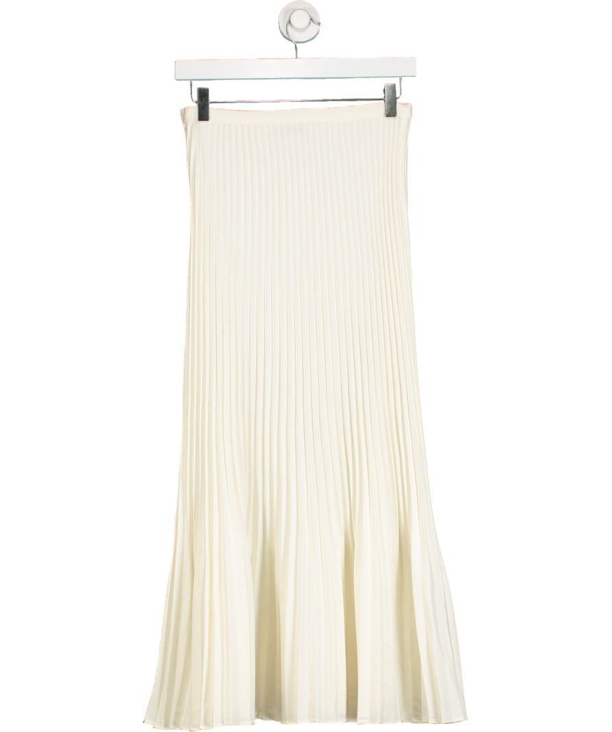 Meshki White Twyla Pleated Suiting Maxi Skirt UK S