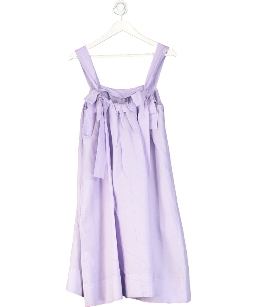 cos Gathered A-line Linen Mini Dress In Purple UK M