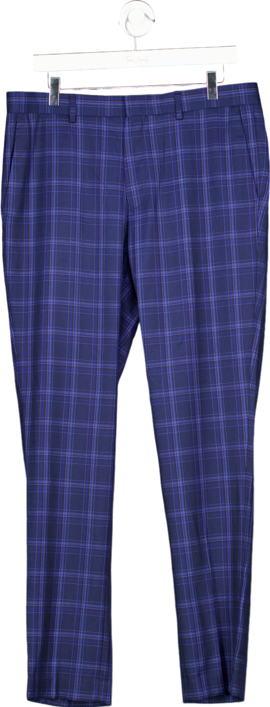 Topman Blue Checked Trousers W34