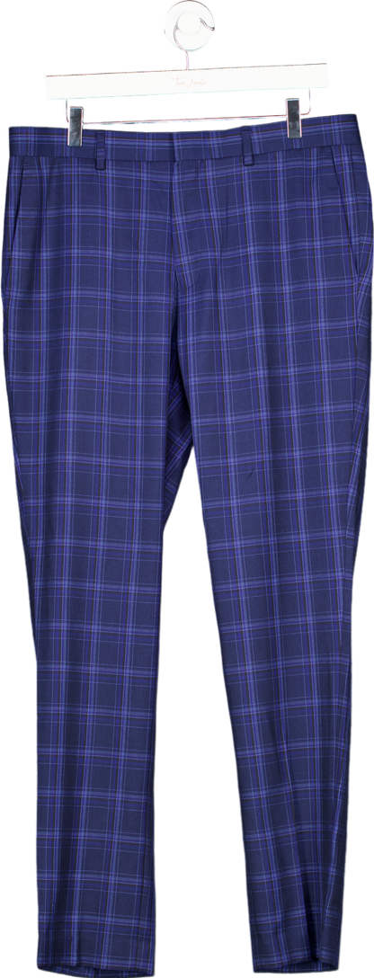 Topman Blue Checked Trousers W34