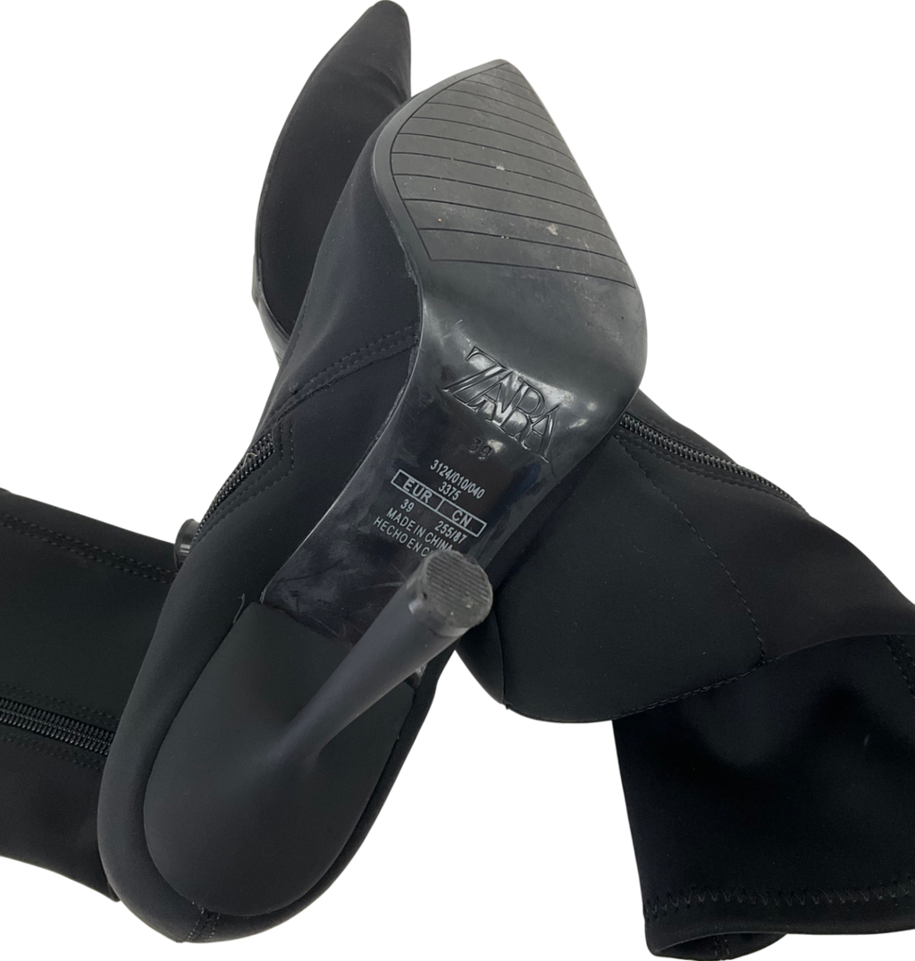 ZARA Black Bottine Talon Boots UK 6 EU 39 👠