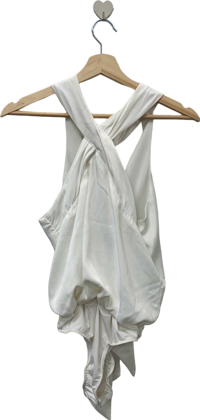 Peace + Love White Cross Strap Halter Bodysuit Size 6