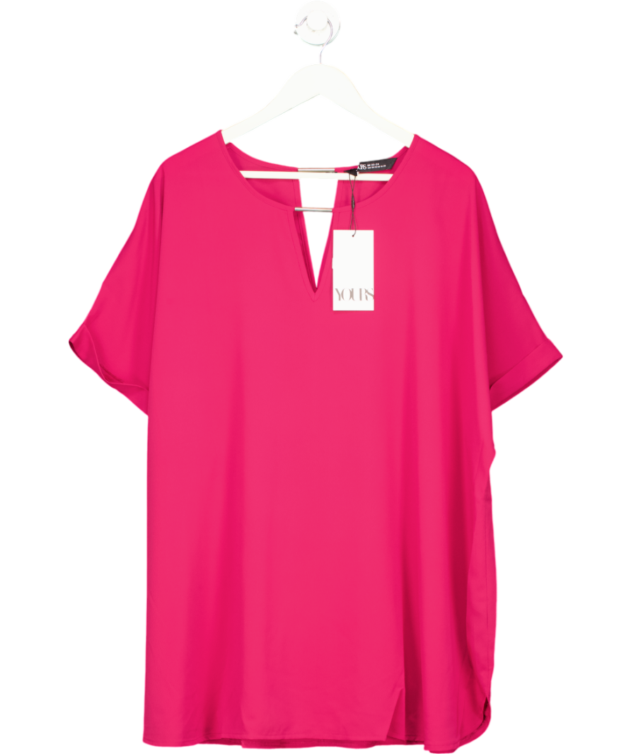 Yours Red Short Sleeve Notch Neck Blouse UK 22