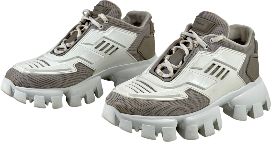 PRADA Cloudbust Thunder Knit White / Grey Chunky Trainers UK 6 EU 39 👠