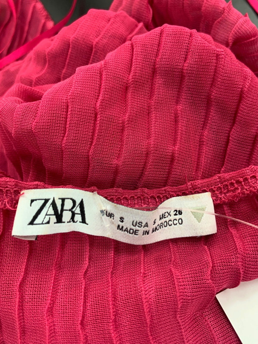 Zara Pink Ruffled Sheer Top UK S