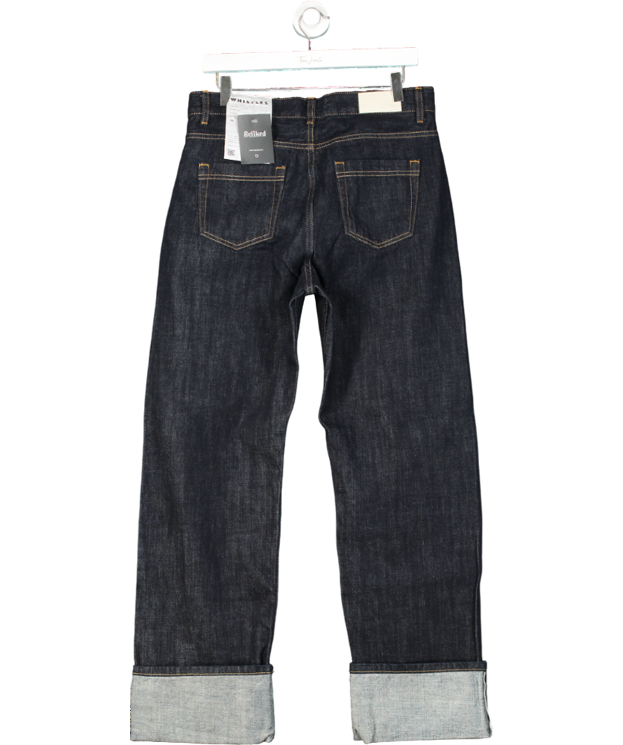 Whistles Blue Dark Denim Turn Up Selvedge Straight Leg Jean W30
