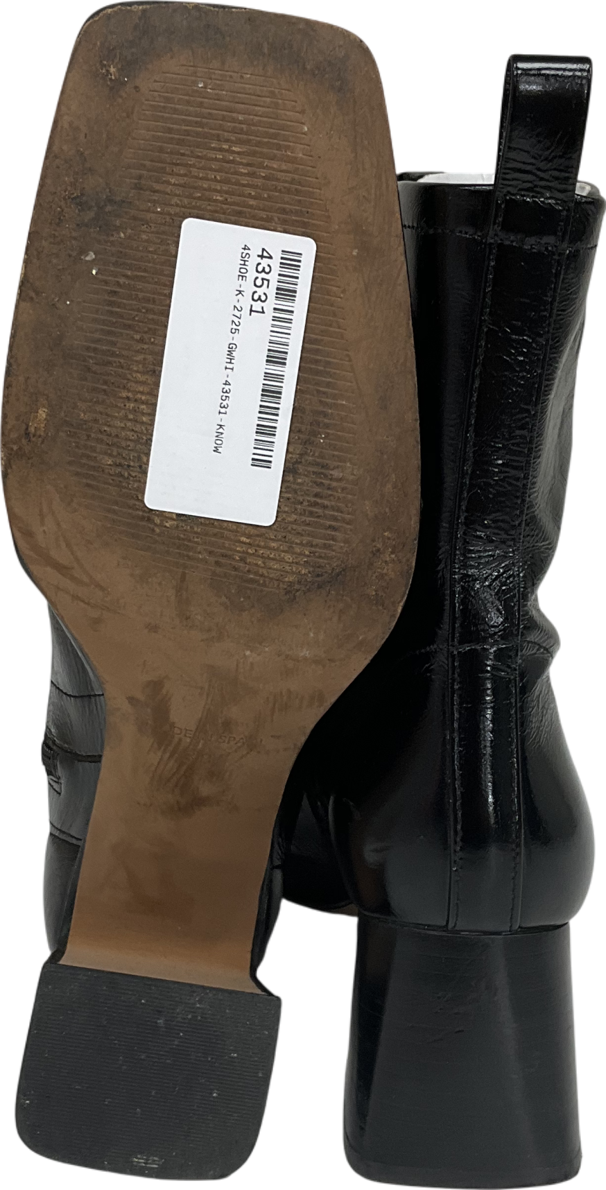 River Island Black Leather Stitched Block Heeled Boots UK 5 EU 38 👠