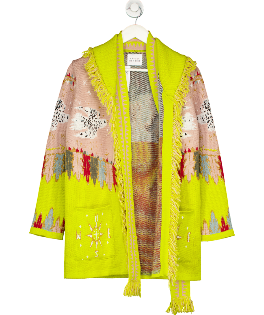 Hayley Menzies Pink / Yellow The Drifters Wool Belted Cardigan UK XS