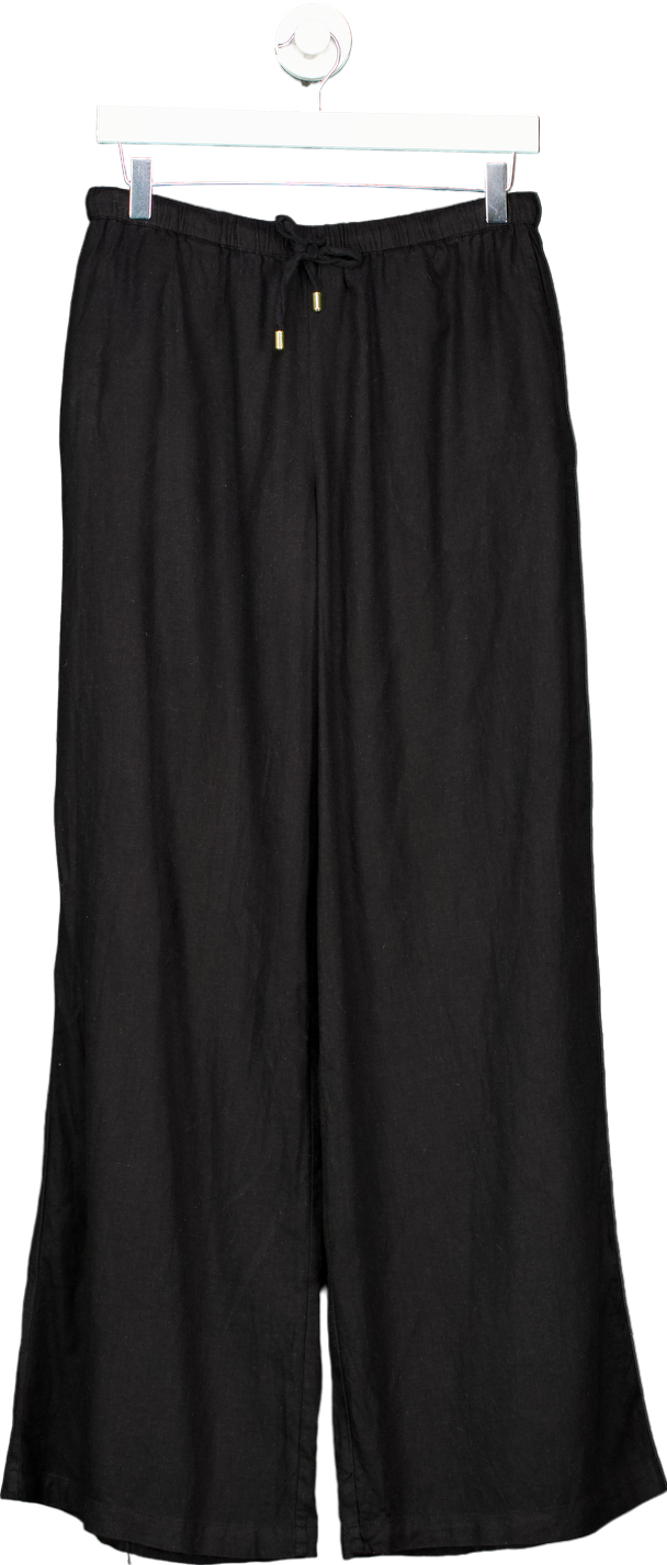 Monday Black Linen Blend Trousers UK P