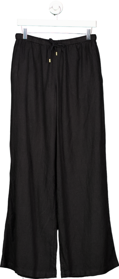 Monday Black Linen Blend Trousers UK P