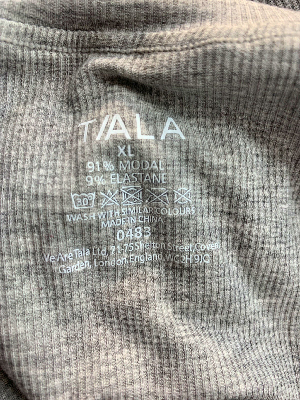 T/ALA Grey V-Neck Tank Top UK XL