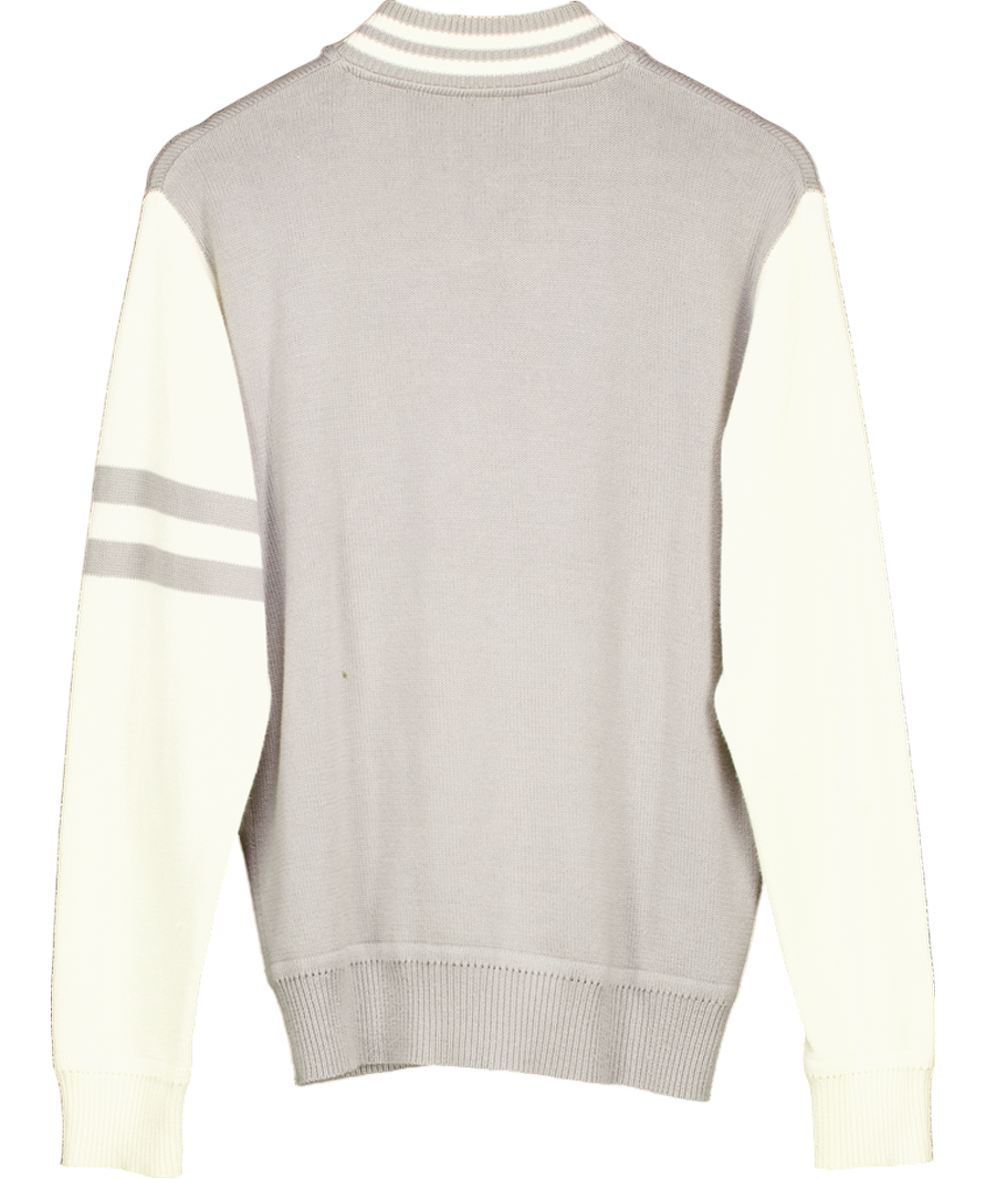 Grey Knitted Varsity Cardigan UK 10