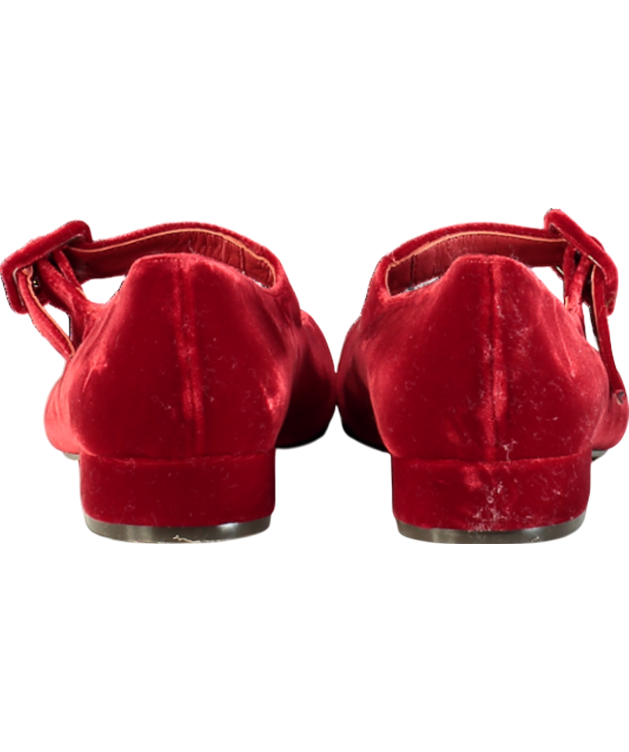 Penelope Chilvers Red Low Mary Jane Velvet Shoe UK 7 EU 40 👠