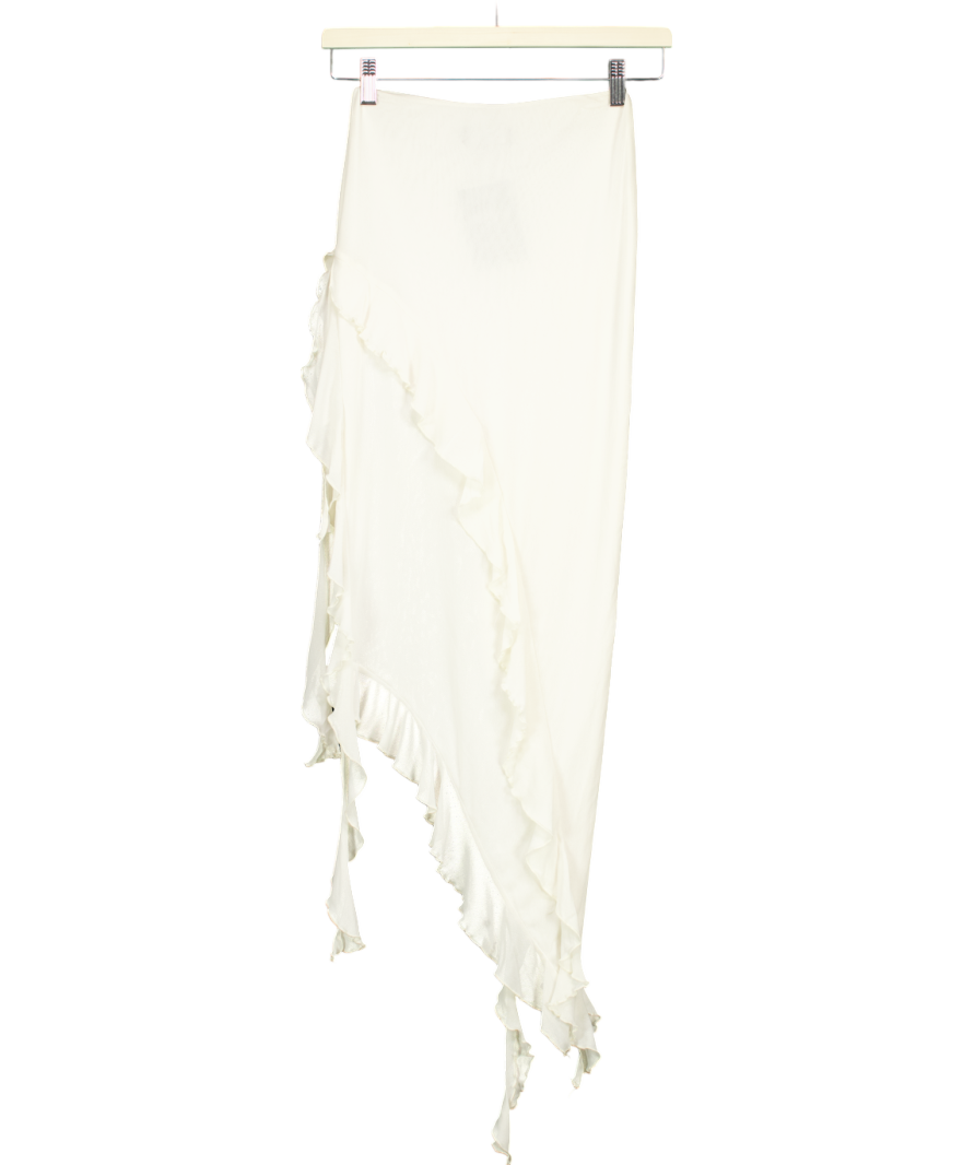 White Fox White Ruffled Detail Skirt UK S