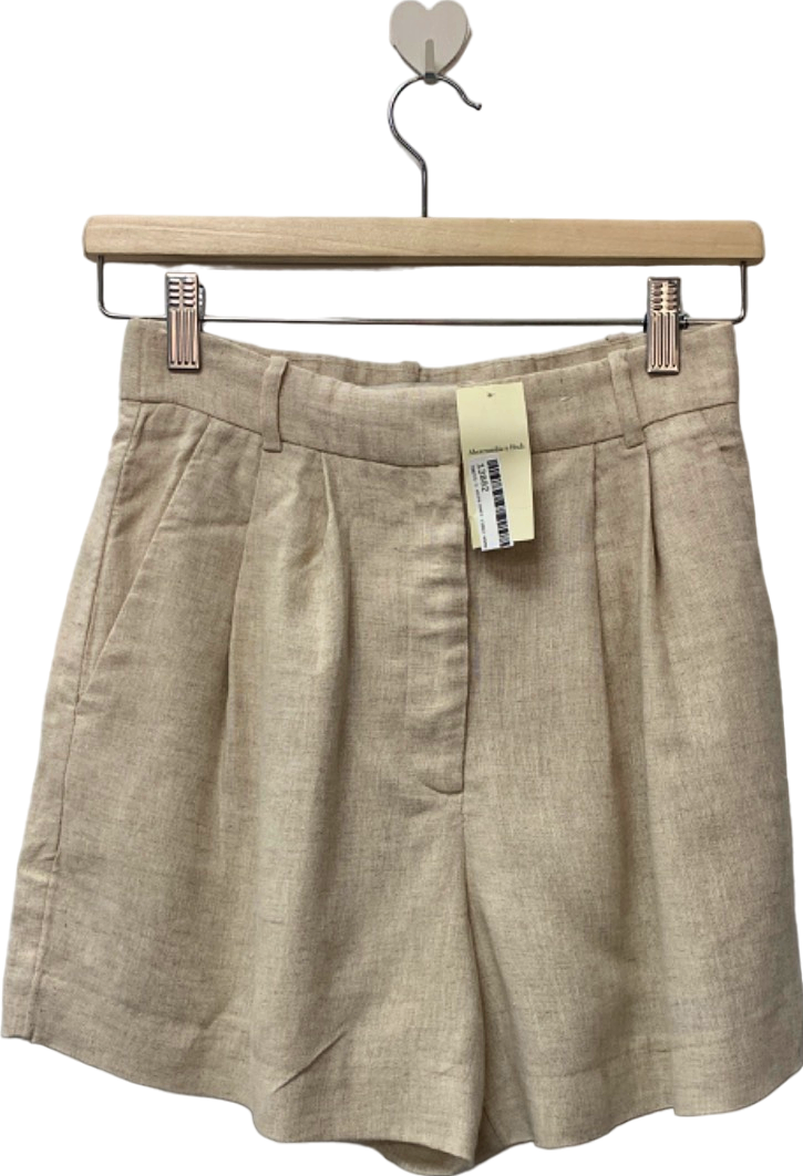 Abercrombie & Fitch Cream Linen Blend Shorts UK 6