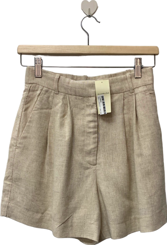 Abercrombie & Fitch Cream Linen Blend Shorts UK 6