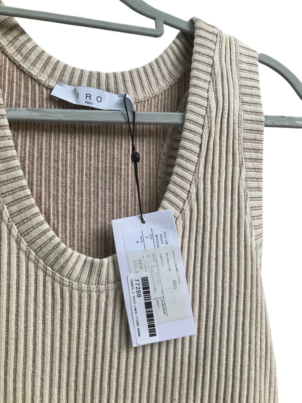 iro paris Beige Taupe Sleeveless Midi Dress UK S