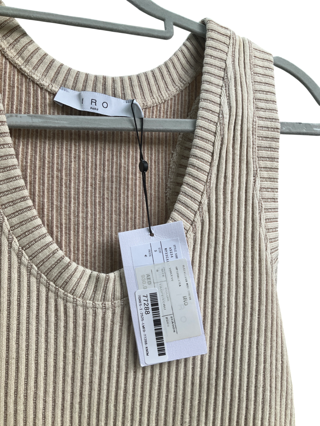 iro paris Beige Taupe Sleeveless Midi Dress UK S