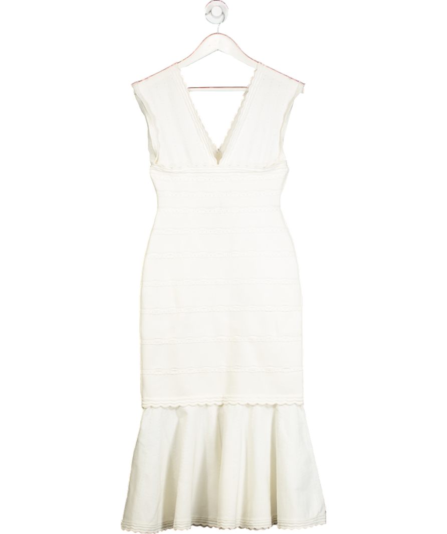 Victoria Beckham Cream Bandage Dress With Flared Hem UK M