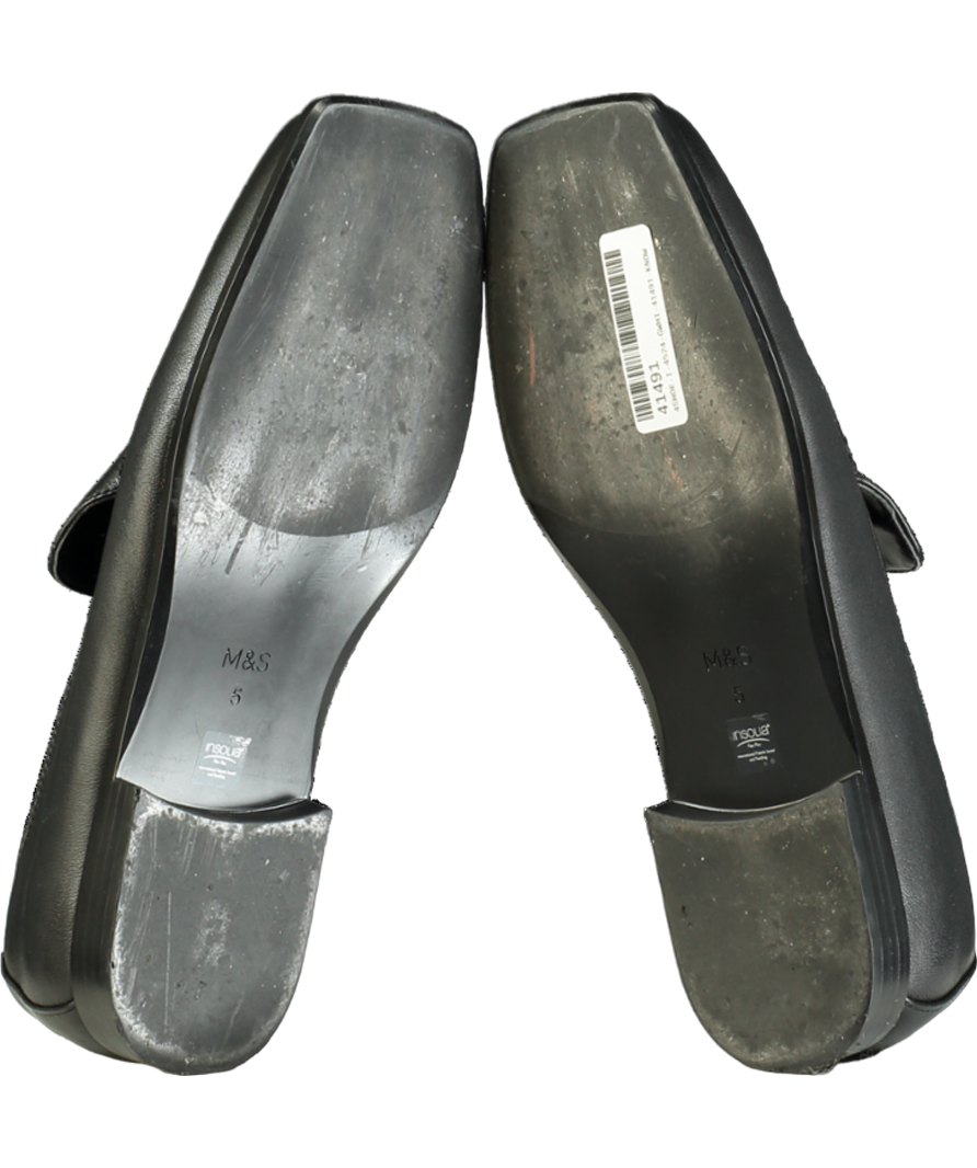 M&S Black Square Toe Loafers UK 5 EU 38 👠