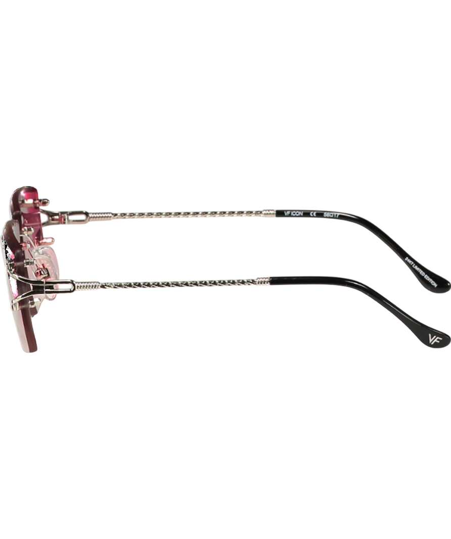 Vintage Frames Company VF Icon Drill Mount 24k White Gold Rectangular Sunglasses