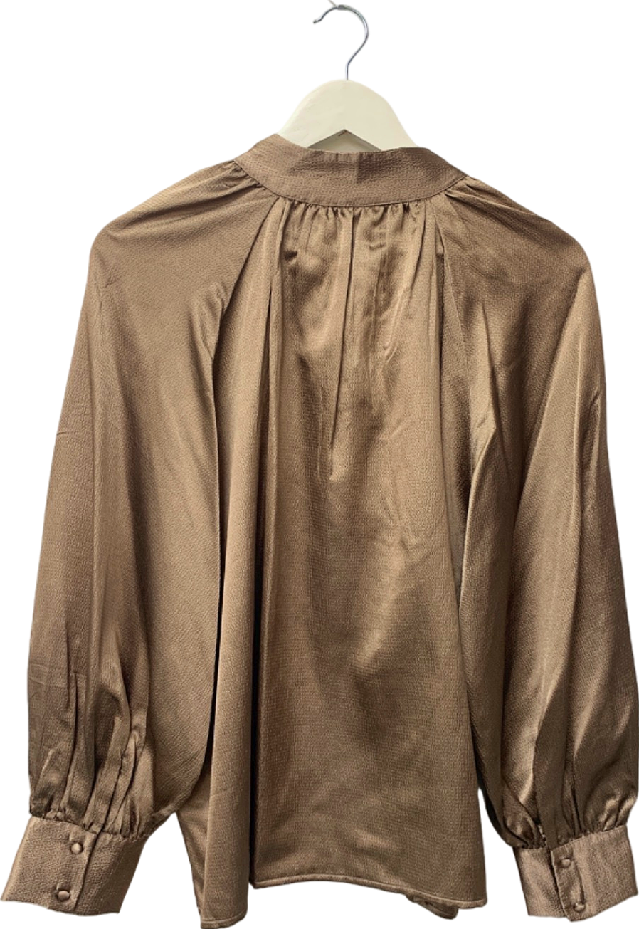 Tu Brown Tie Neck Blouse UK 18