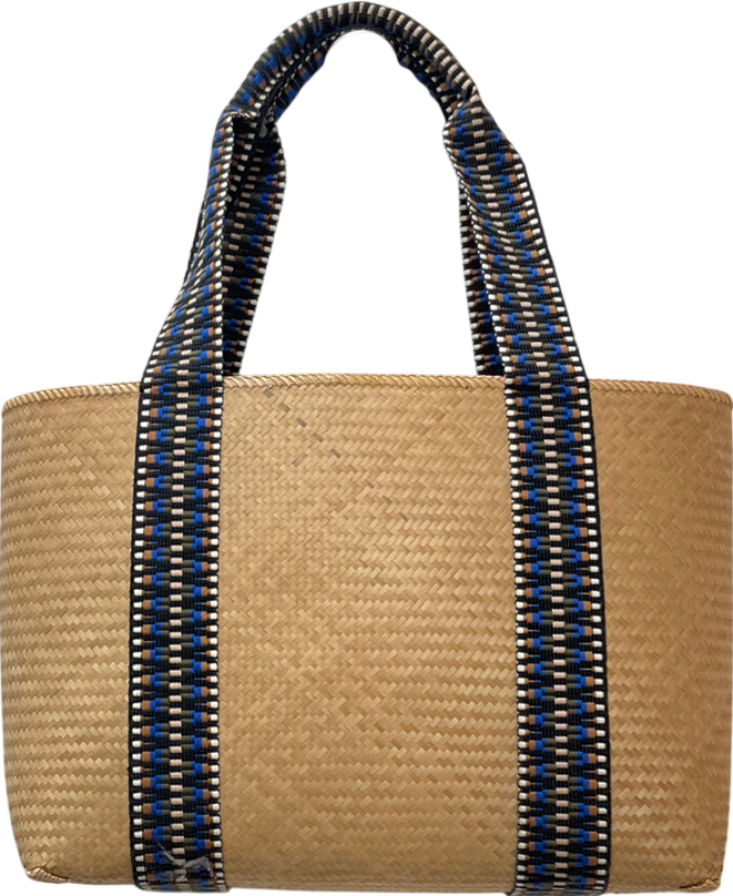 Stelar Beige Handwoven Bamboo Vegan Small Tote Bag