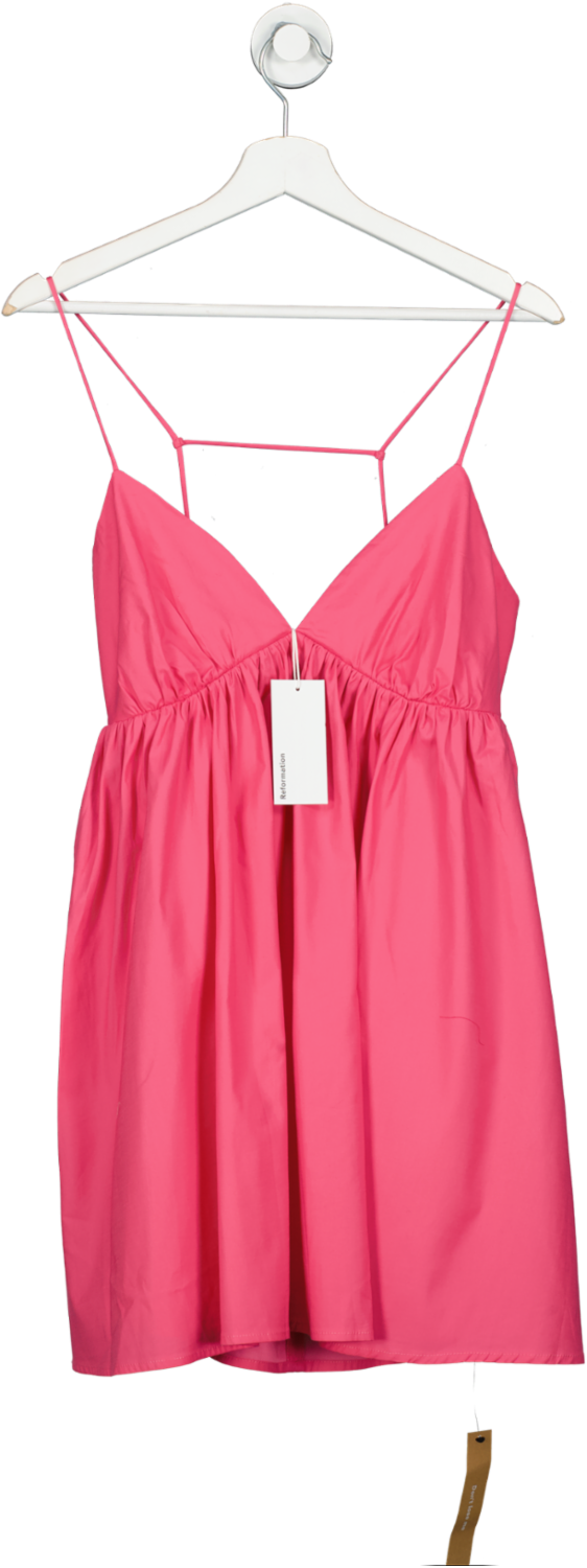 Reformation Bright Pink Strappy Amara Mini Dress BNWT UK M