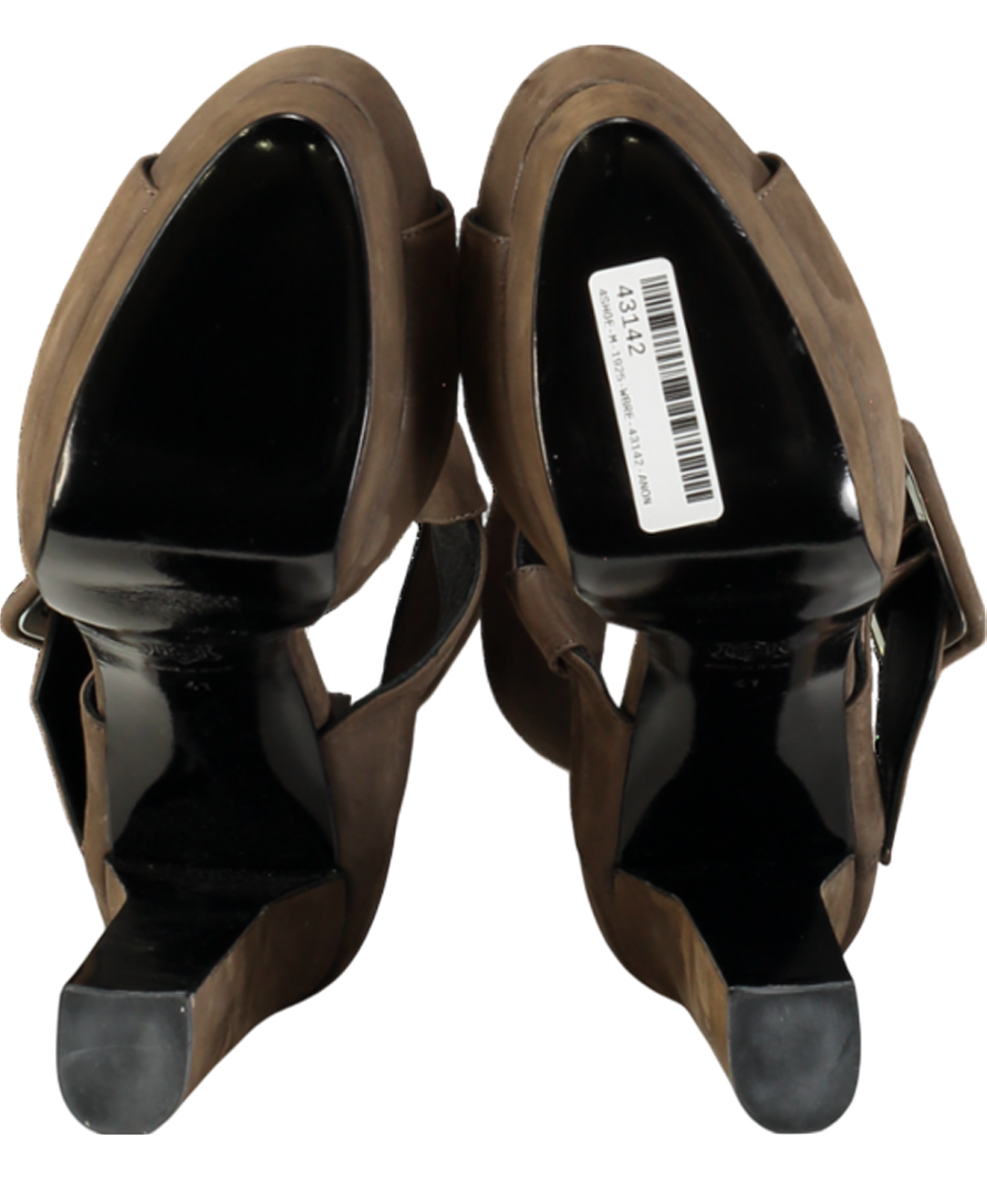 Pierre Hardy Brown Dark Taupe Double Buckle Heeled Sandals UK 8 EU 41 👠