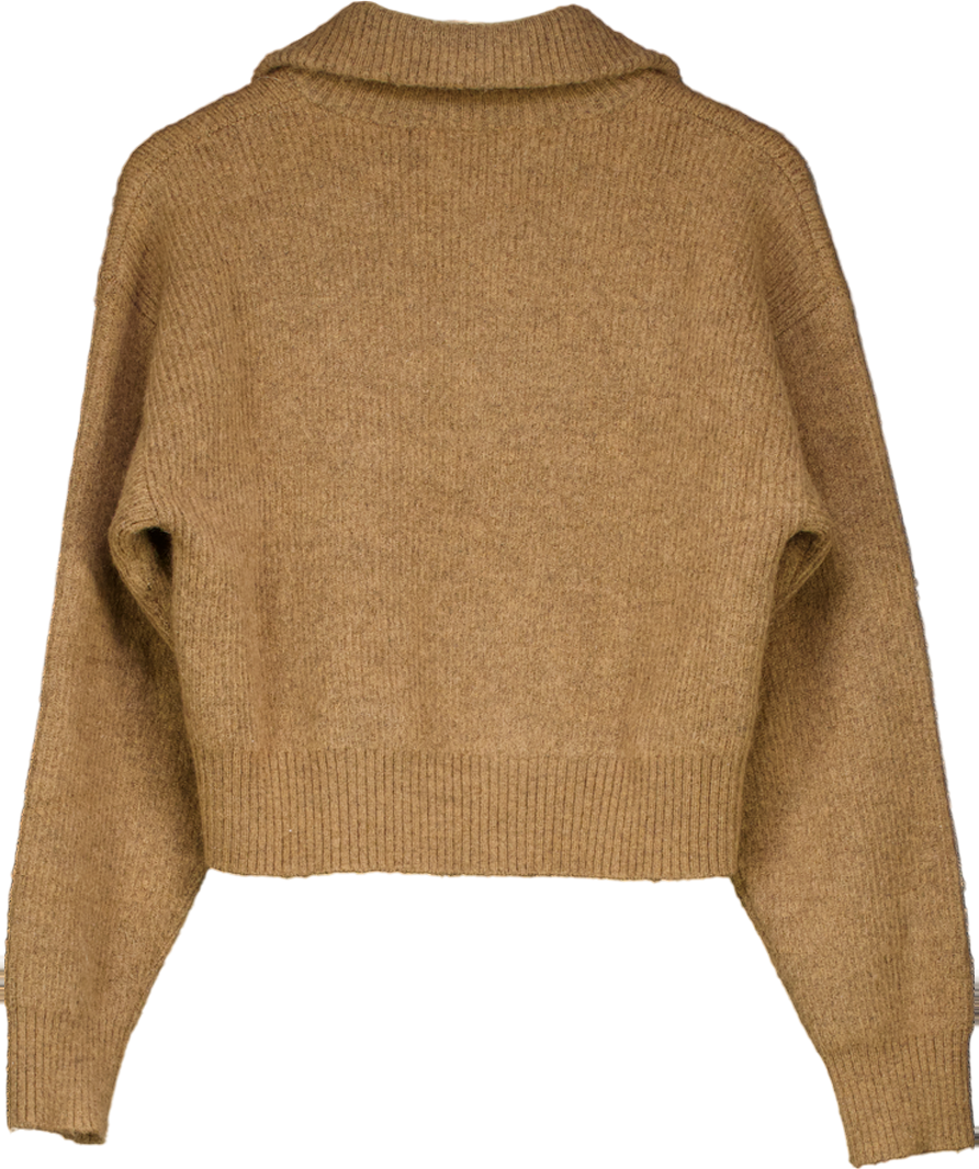 Wynn Hamlyn Brown Walter Half Zip Knitted Sweater UK S