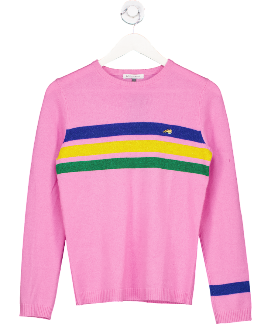 Bella Freud Pink Striped Cashmere-blend Sweater UK M