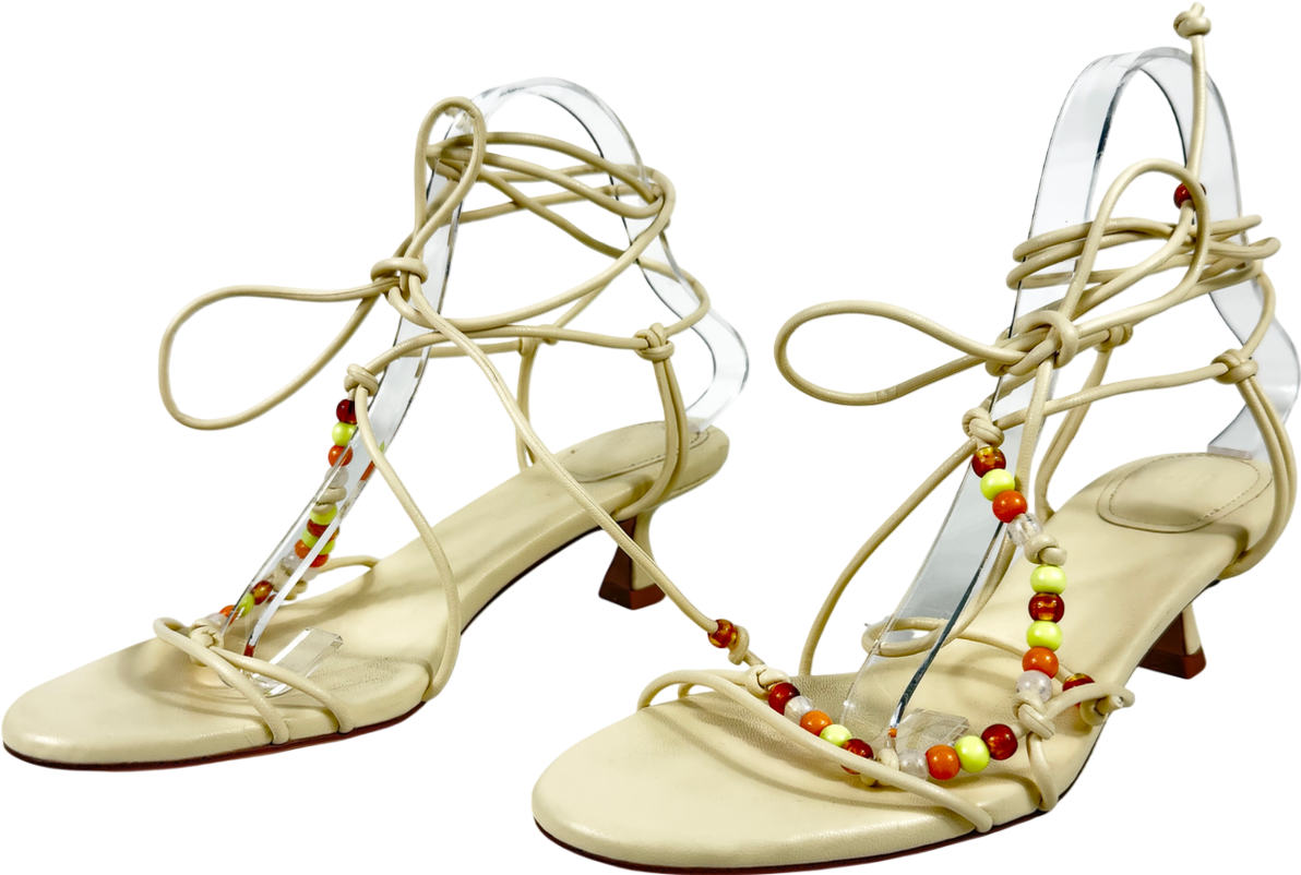 H&M Yellow Kitten-heeled Strappy Sandals UK 5 EU 38