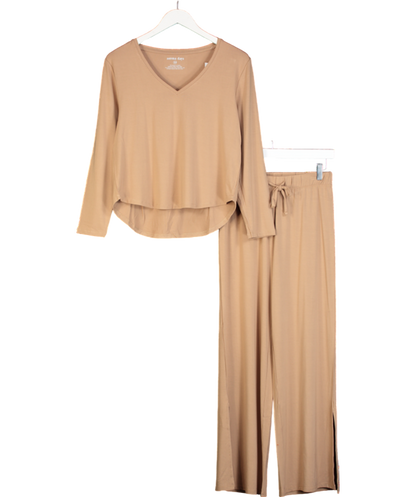 Serena Days Brown V-neck Top & Drawstring Trouser Pyjama Set UK XS