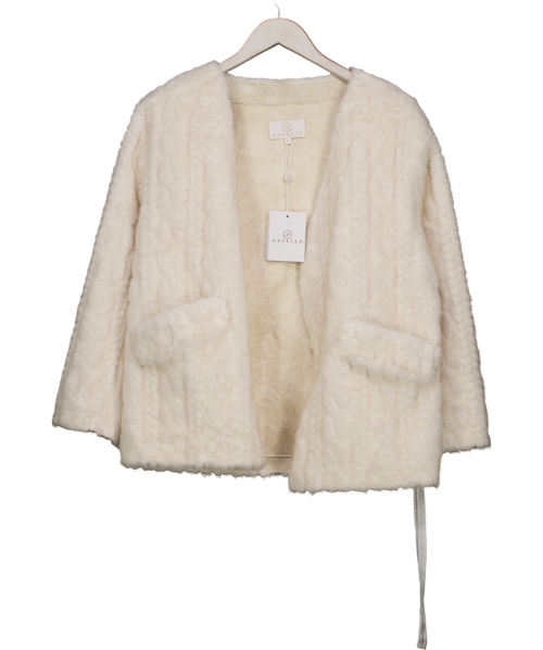 AAVELLE Cream Faux Mink Cable Fur Jacket UK S