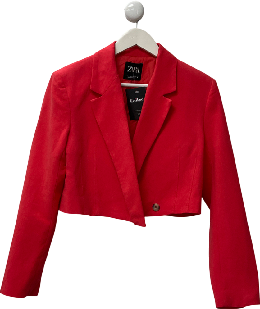ZARA Red Linen Blend Blazer UK M