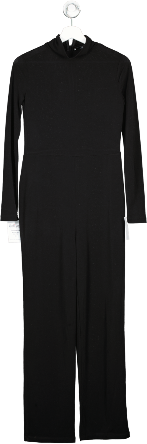 MANGO Black High Neck Long Sleeve Jumpsuit UK XS