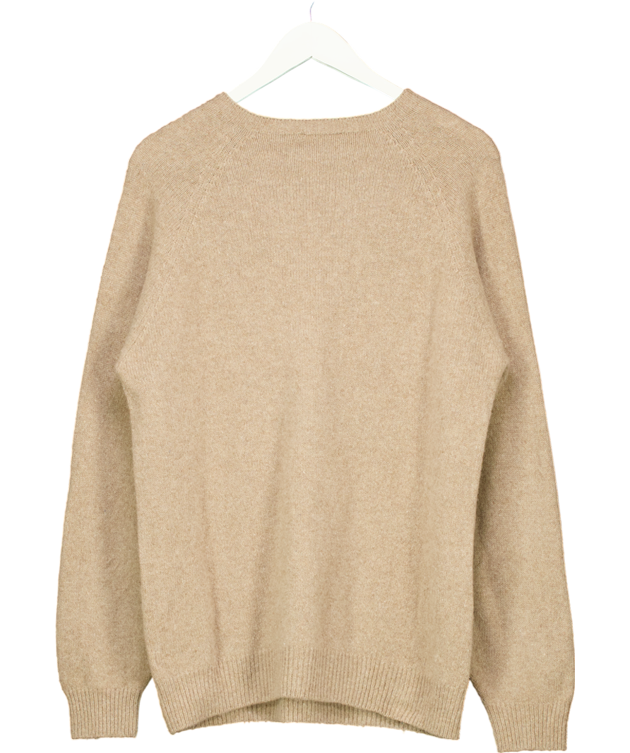 Sunspel Beige Lambswool Crew Neck Sweater UK M