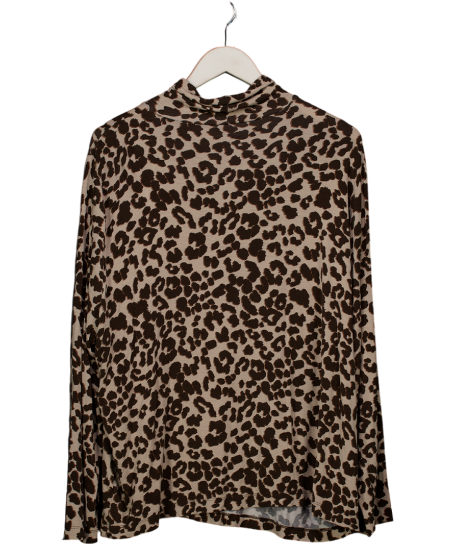 TU Brown Leopard Print High Neck Top UK 26