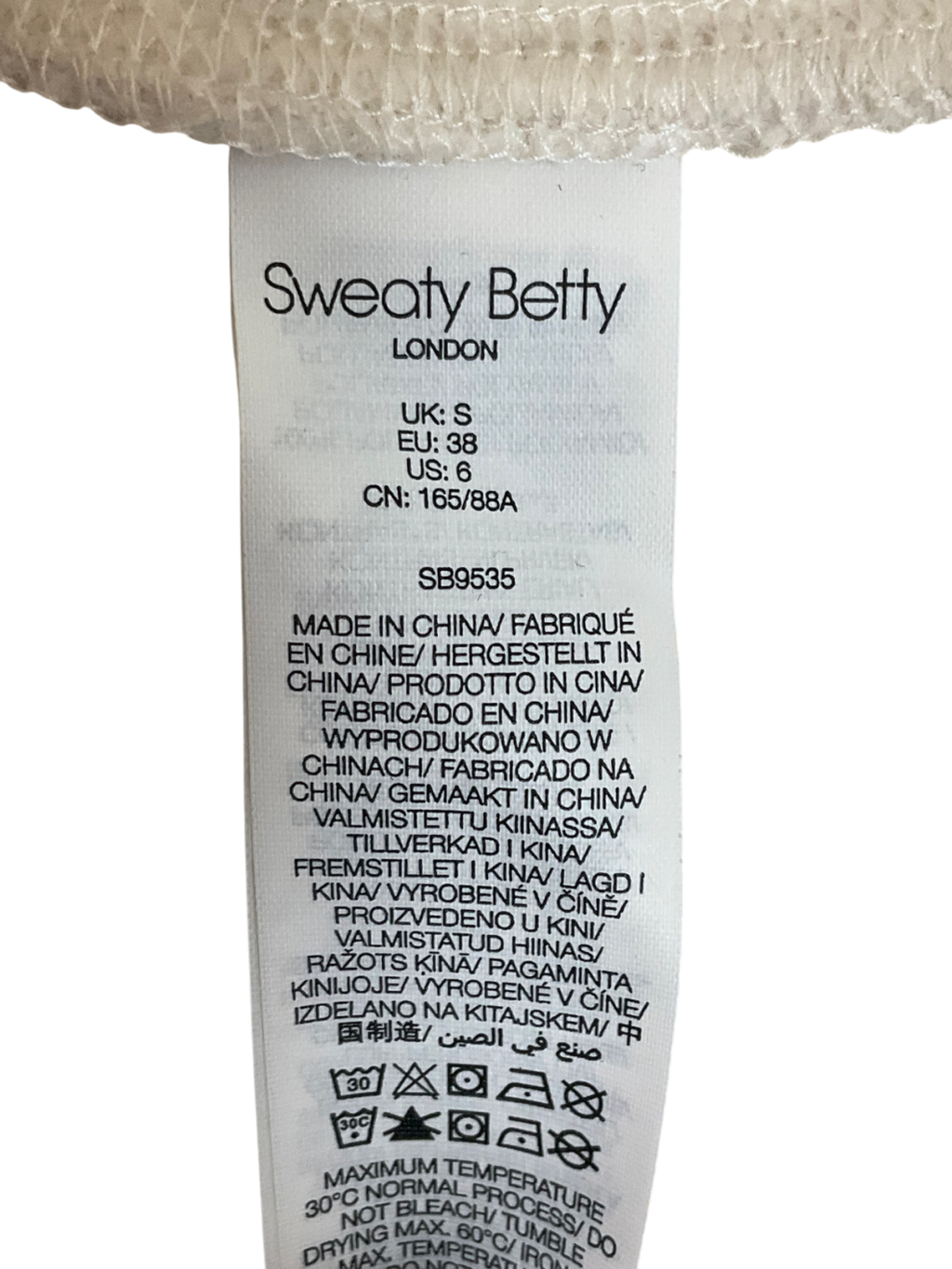 Sweaty Betty White Plush Fleece Textured Half Zip UK S