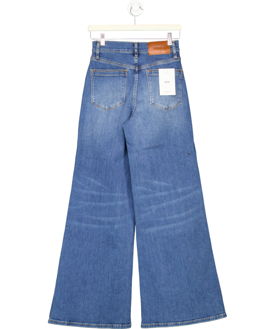 REISS Heather Stretch-cotton Wide-leg Jeans In Mid Blue W27